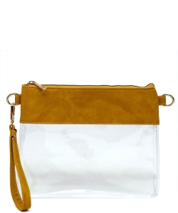 Fashion See Thru Transparent Clutch Crossbody Bag AD200T MUSTARD